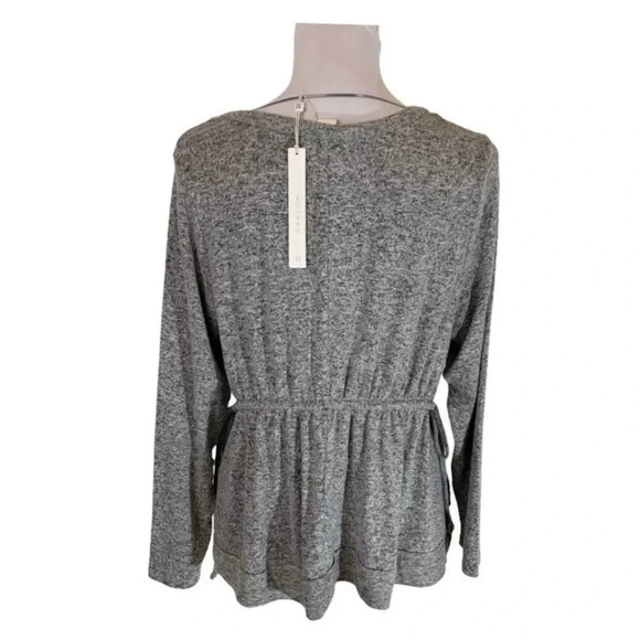Caslon Grey Heather Peplum Crewneck Sweater size S - Picture 9 of 13